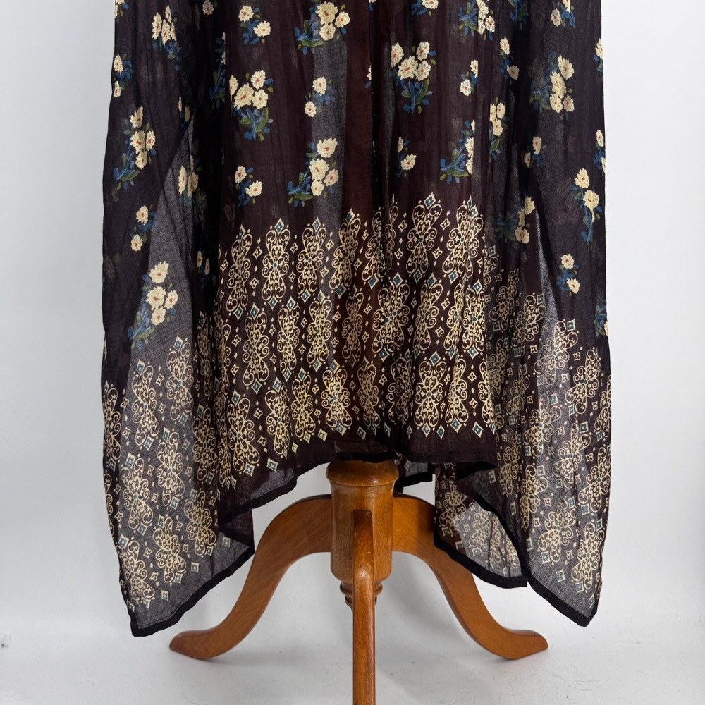 Natural Life Kimono Duster Women O/S Brown Floral Boho Rayon Longline Wrap - Picture 5 of 8